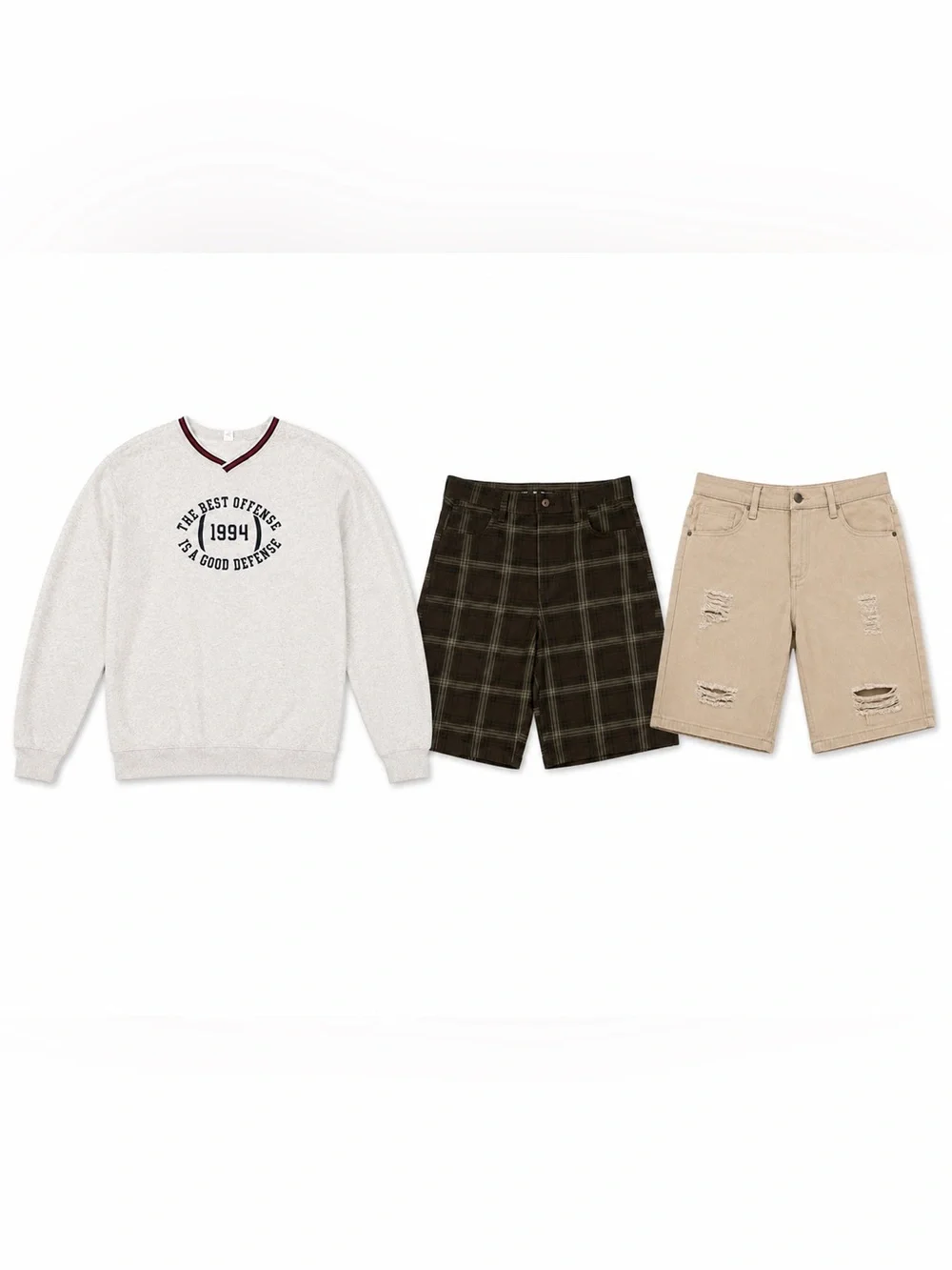 Boys Casual Streetwear Outfit Bundle – Graphic Sweatshirt & Plaid/Distressed